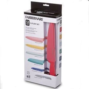 New in Box Farberware Resin Cutlery Knife Colorful Pastel Cool 12-piece Set